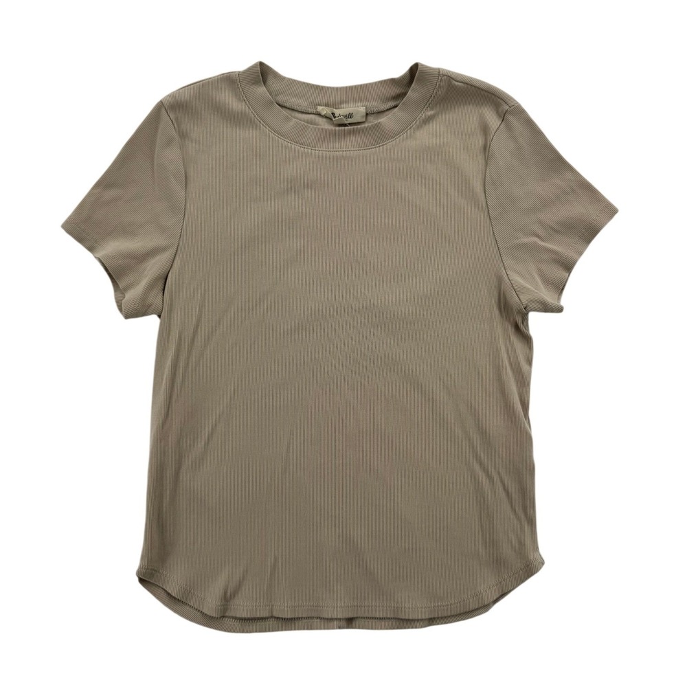Madewell Ribbed Crewneck Tee Womens Medium Tan Good Short Sleeve NS522
